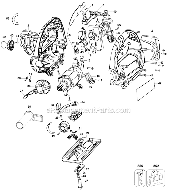 Page A Diagram and Parts List for JS660 Type 1 Black and Decker Jig Saw